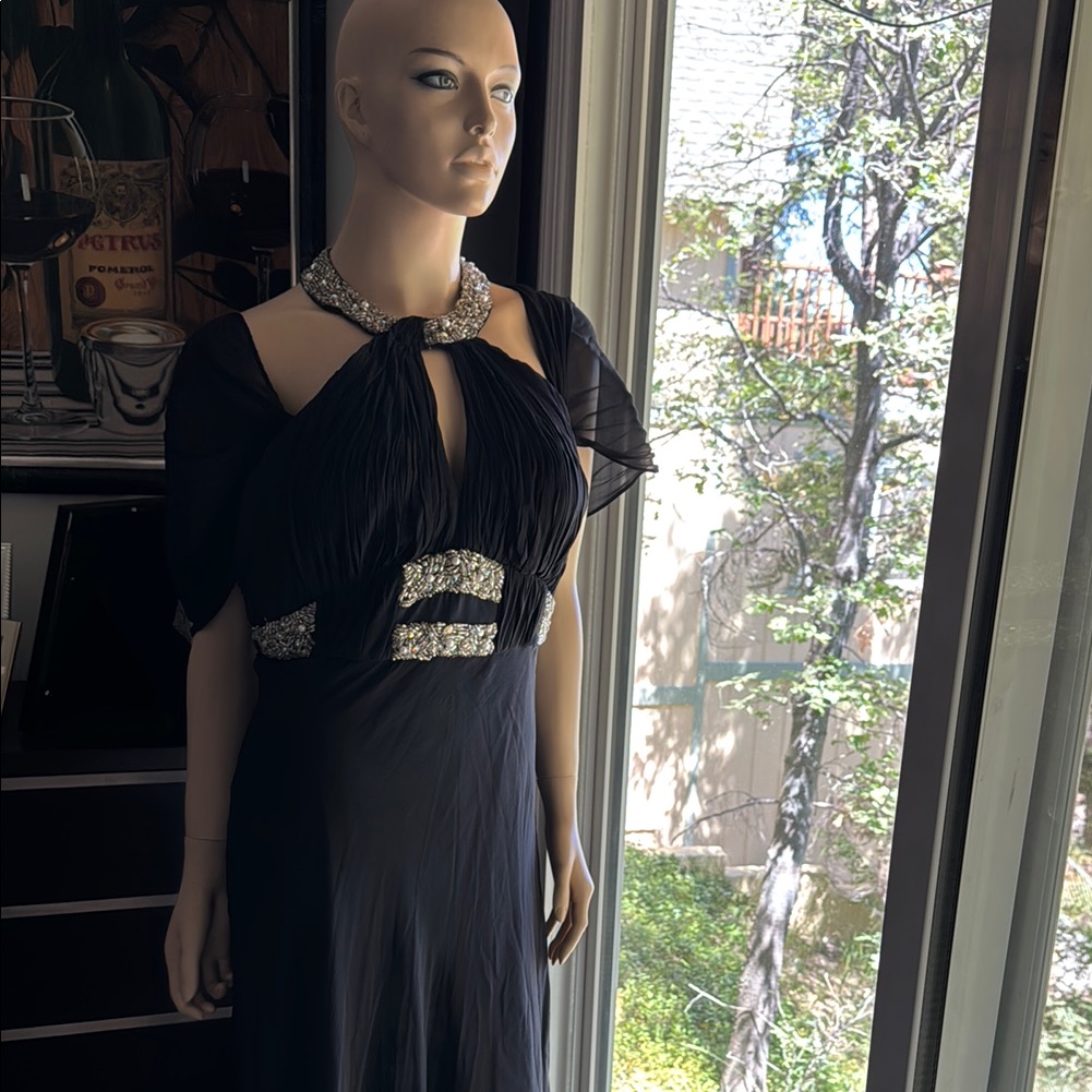 Sexy And Elegant Silk Evening Black Dress Size Large P3
